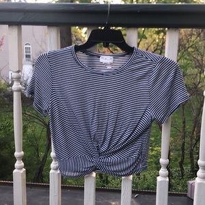 Black and white stripped crop short sleeve